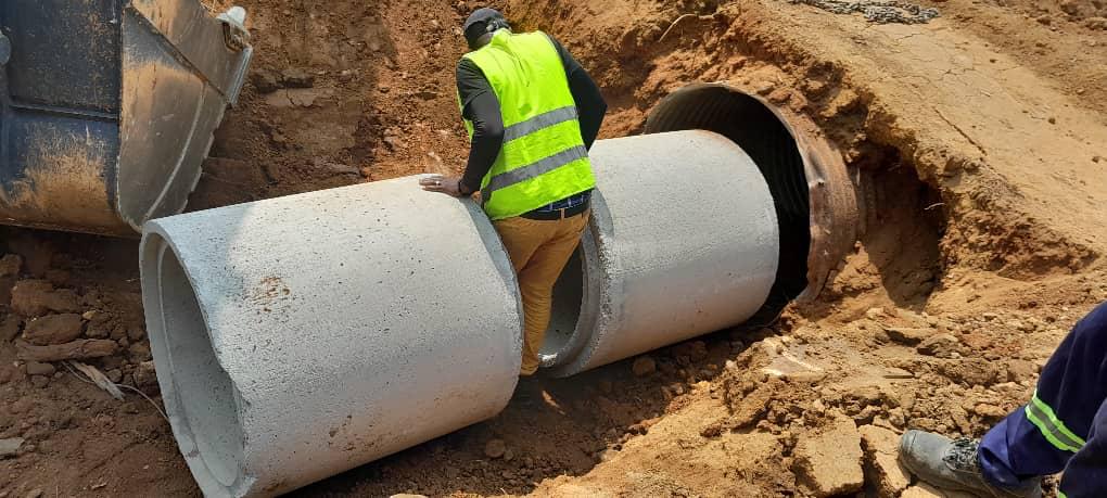 LWSC field team installing drainage culverts for environmental water protection